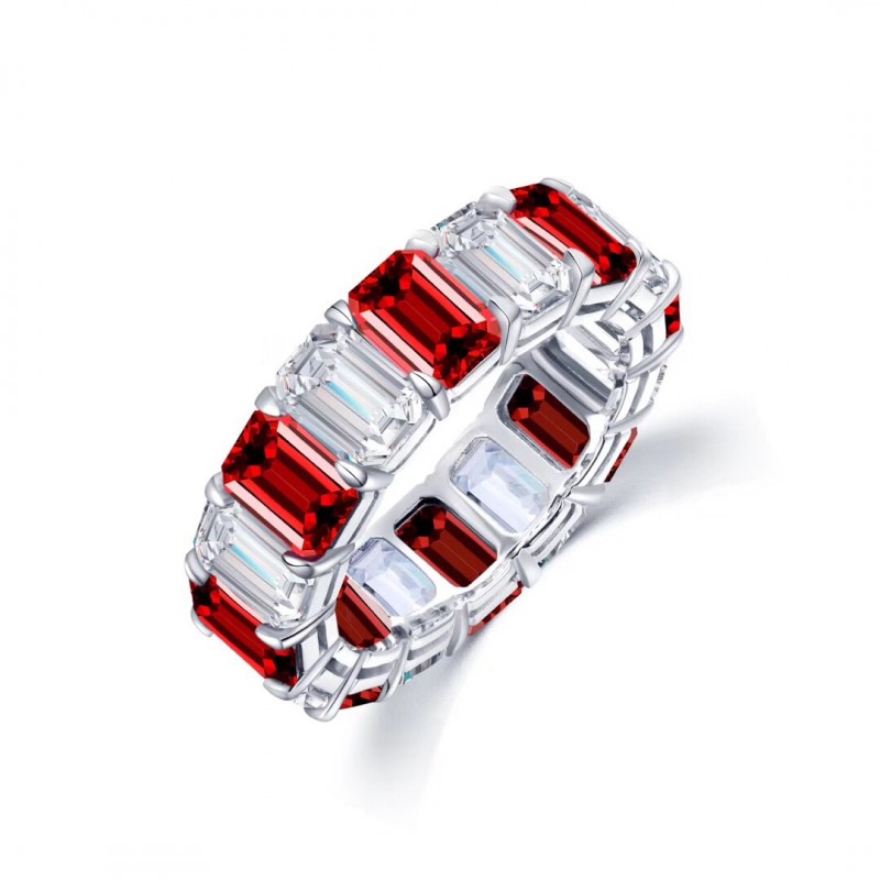 Ruif Jewelry Classic Design 9K White Gold 5.16ct Red Color Lab Grown Ruby Ring Cubic Zircon Ring Gemstone Jewelry