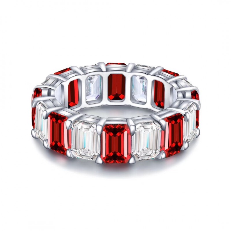 Ruif Jewelry Classic Design 9K White Gold 5.16ct Red Color Lab Grown Ruby Ring Cubic Zircon Ring Gemstone Jewelry