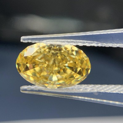  RUIF Jewelry Oval Shape Golden Yellow Color Crushed Ice Cutting Cubic Zirconia Stone Hand Make High Carbon CZ Diamond