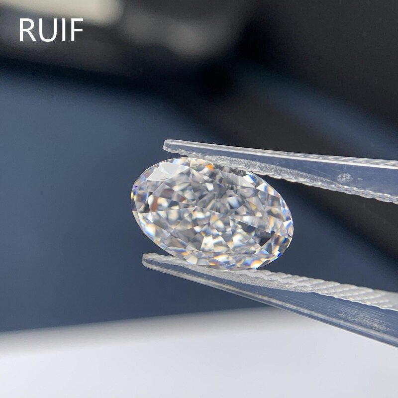  RUIF Jewelry Oval Shape White-D Color Crushed Ice Cutting Cubic Zirconia Stone Hand Make High Carbon CZ Diamond