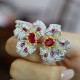 Ruif Jewelry Flower Earrings S925 Silver Earrings Red Color 5A Cubic Zircona Gemstone Fashion Jewelry