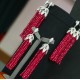 Ruif Jewelry  S925 Silver Aquamarine Morgan Red Corundum Earrings Tassels Earrings  Gemstone Fashion Jewelry