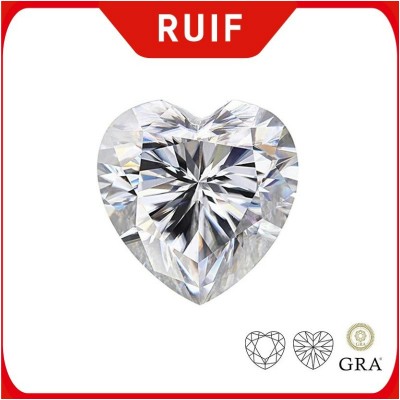 Ruif Jewelry D Color Moissanite Lab Diamond Heart Cut Certified Moissanite Loose Gemstone for Moissanite Pendants Rings Making