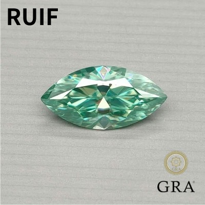 Ruif Jewelry Blue Marquise Cut Moissanite Stones VVS1 Passed Diamond Tester with GRA Report