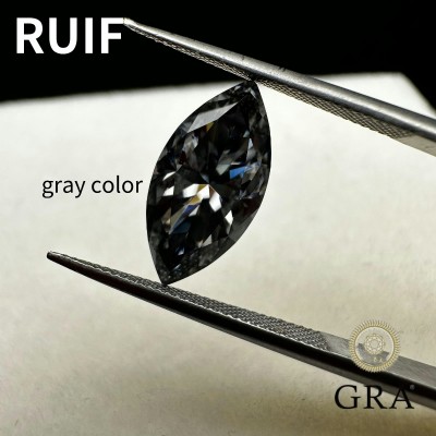 Ruif Jewelry Original Gray Color Moissanite Loose Stone Marquise Shape Pass Diamond Test Gemstone For Jewelry Making