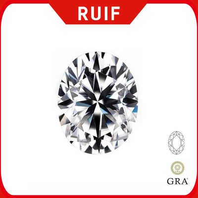 Ruif Jewelry D Color Oval Shape 0.5-6.0ct Moissanite Stone Lab Diamond VVS1 GRA Certified Loose Moissanite Gemstone Pass Tester