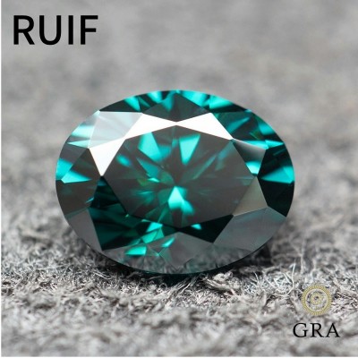 Ruif Jewelry Emerald Green Color Oval Shape Moissanite Stone GRA Repoted Gemstone for Jewery Design