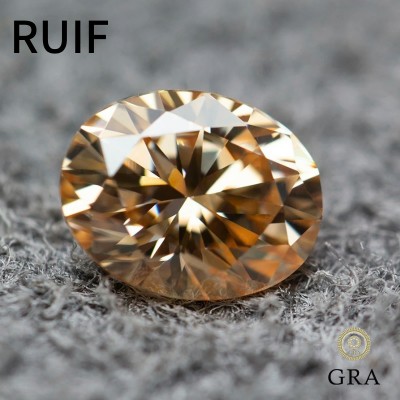 Ruif Jewelry Real Champange Color Oval Brilliiant Cut Moissanite Loose Stone VVS with Certificate Gemstone for Jewelry