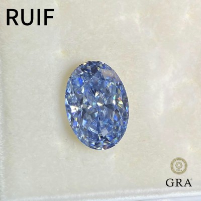 Ruif Jewelry Original Blue Color 8x12mm Moissanite Stone VVS1 Oval Cut With CertificateGemstone for Diy Jewelry Making