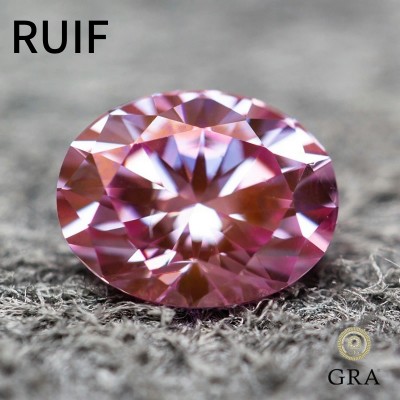 Ruif Jewelry Pink Color Oval Shape Moissanite Stone GRA Repoted Gemstone for Jewery Design