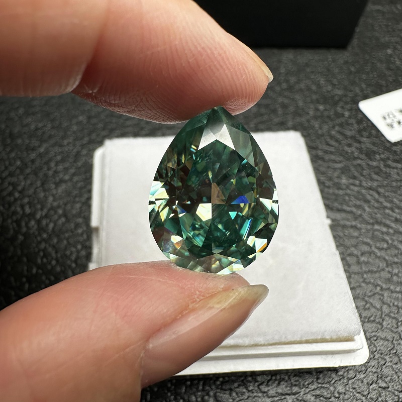 Ruif Jewelry Natrual Dark Green Color Moissanite Stone VVS1 Pear Shape Gemstone with GRA Certificate