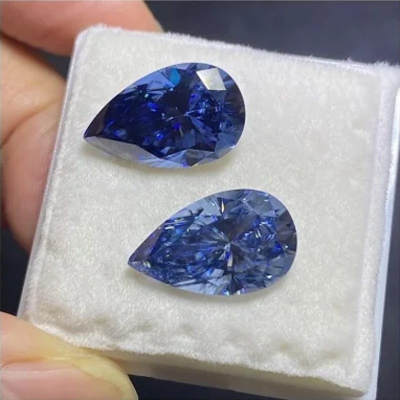 Ruif Jewelry Sapphire Blue Moissanite Loose Stones Pear Cut GRA Certified Moissanita Lab Diamonds Pass Tester for Moissanite Jewelry Making