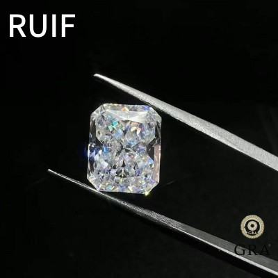 Ruif Jewelry Real D Color  Radiant Moissanite Loose Stone VVS1 Lab Diamond Gemstone Passed Diamond Test with GRA Report