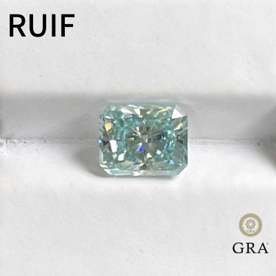 Ruif Jewelry Original Blue Color Moissanite Radiant Cut VVS1 Loose Gemstone For Jewelry Rings Making