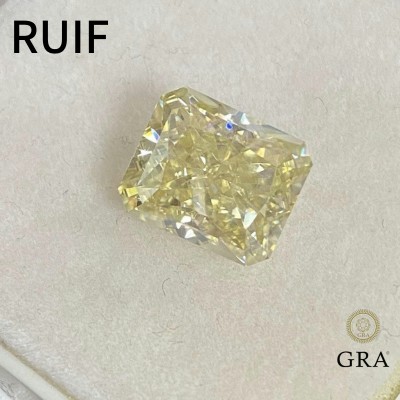 Ruif Jewelry Original Yellow Moissanite Radiant Loose Gemstone For Jewelry Rings Making