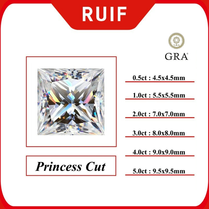 Ruif Jewelry Real D Color Super White Moissanite Stones Marquise/ Oval / Pear / Radiant / Emerald / Heart / Princess / Cushion / Asscher Shape