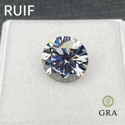 Ruif Jewelry New Natural Gray Color Moissanite Stone VVS1 Round Cut with GRA Report