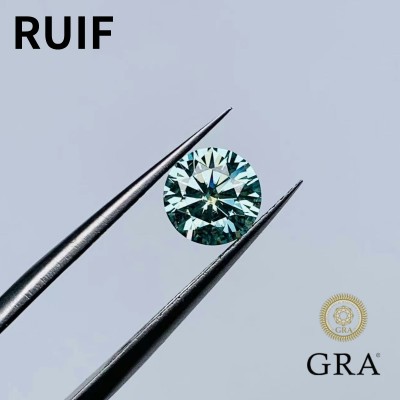 Ruif Jewelry Aquamarine Moissanite Stone with Certificate VVS1 Moissanita Diamonds Loose Gemstone 0.5-5.0ct Positive Pass Tester with GRA