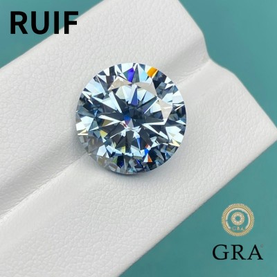 Ruif Jewelry Light Blue Moissanite Stone GRA Report Original Sapphie Color Gemstone for Jewelry Making