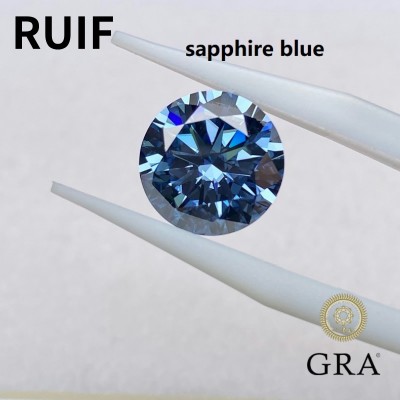 Ruif Jewelry Sapphire Blue Moissanite Stone GRA Report Original Sapphie Color Gemstone for Jewelry Making