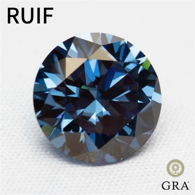 Ruif Jewelry Royal Blue Moissanite Stone Lab Diamond 0.5-4.0ct VVS1 Certified Moissanite Loose Positive Pass Tester with GRA Certificate