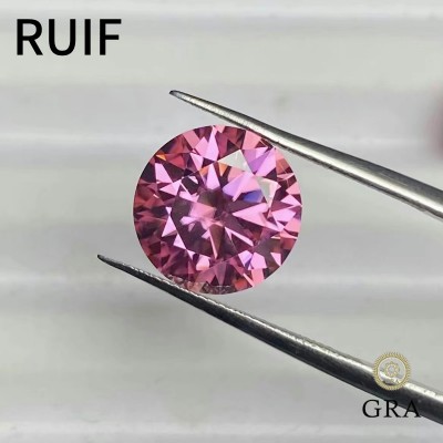 Ruif Jewelry Pink Color Moissanite Stone VVS1 Round Cut Gemstones for Diy Jewelry Making