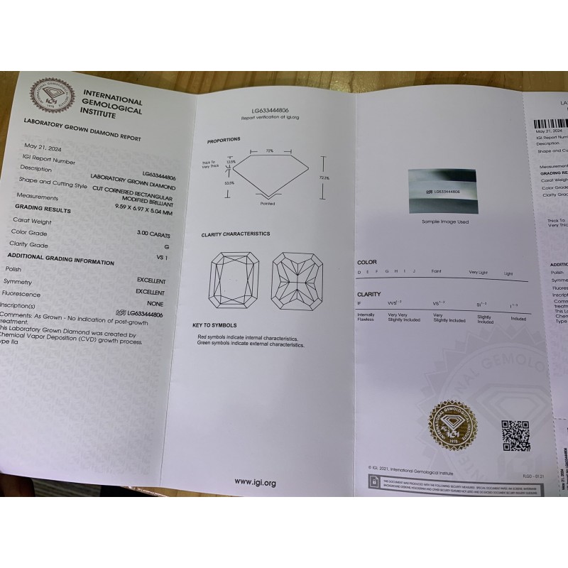 Ruif Jewelry 3.00ct Radiant Cut IGI CVD G VS1 Lab Grown Diamonds for DIY Jewelry Making Size Customizable