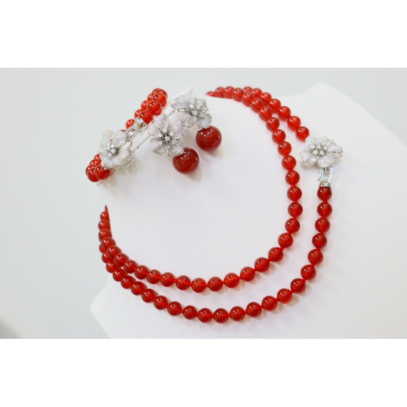 Ruif Jewelry Flower Set S925 Silver Agate Bracelet  Cubic Zircona Gemstone Fashion Jewelry