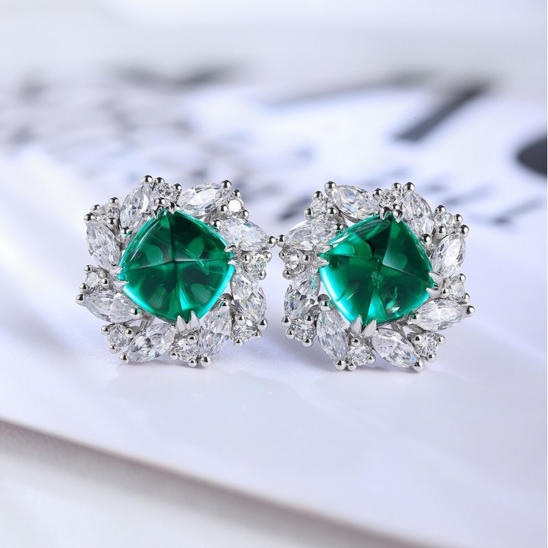 Ruif Jewelry Classic Design S925 Silver 2.93ct Lab Grown Emerald Earrings Red Ruby Royal Blue Sapphire Gemstone Jewelry