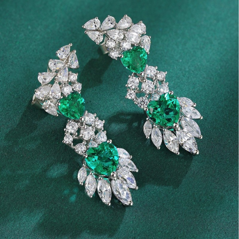 Ruif Jewelry Classic Design S925 Silver 4.53ct  Lab Grown Emerald Earrings Gemstone Jewelry