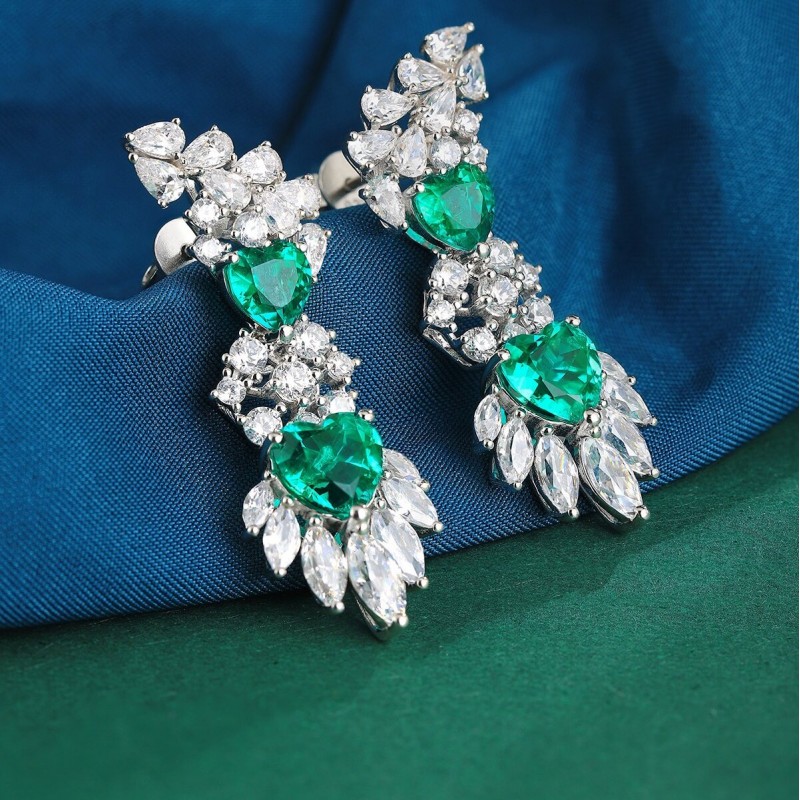 Ruif Jewelry Classic Design S925 Silver 4.53ct  Lab Grown Emerald Earrings Gemstone Jewelry