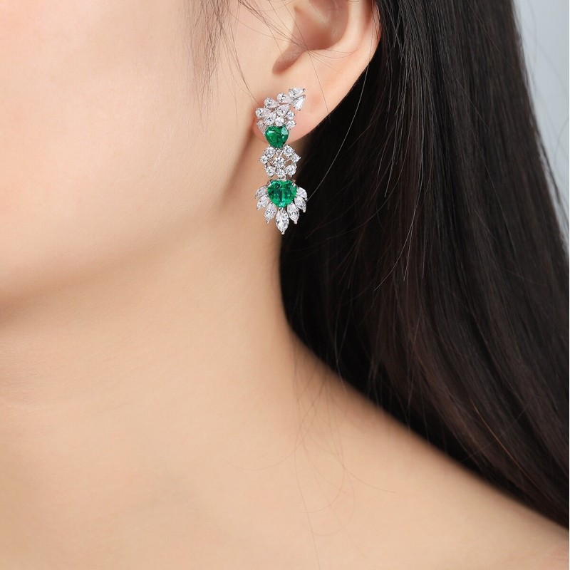 Ruif Jewelry Classic Design S925 Silver 4.53ct  Lab Grown Emerald Earrings Gemstone Jewelry