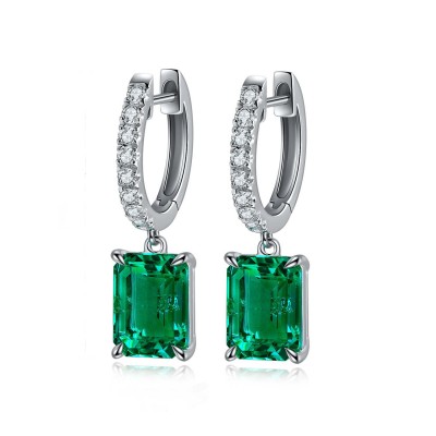 Ruif Jewelry Classic Design S925 Silver 2.83ct  Lab Grown Emerald/Sapphhire/Ruby Earrings Small Size Moissanite Gemstone Jewelry