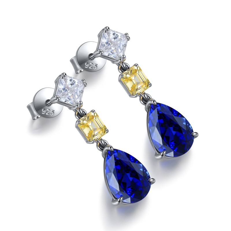 Ruif Jewelry Classic Design S925 Silver 4.22ct Lab Grown Sapphire  Earrings Royal Blue Gemstone Jewelry