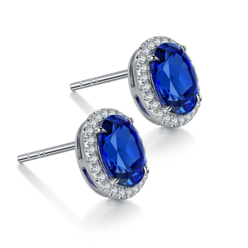 Ruif Jewelry Classic Design S925 Silver 2.1ct Lab Grown Sapphire  Earrings Royal Blue Gemstone Jewelry