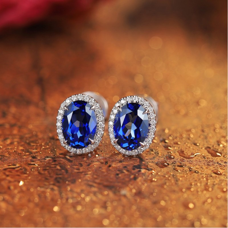 Ruif Jewelry Classic Design S925 Silver 2.1ct Lab Grown Sapphire  Earrings Royal Blue Gemstone Jewelry