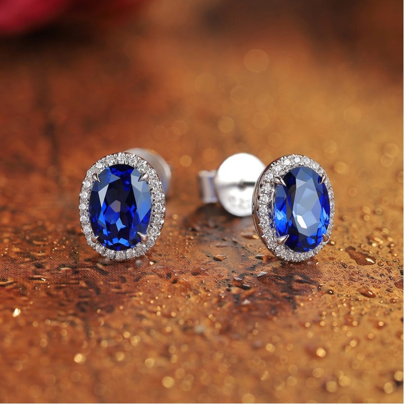 Ruif Jewelry Classic Design S925 Silver 2.1ct Lab Grown Sapphire  Earrings Royal Blue Gemstone Jewelry