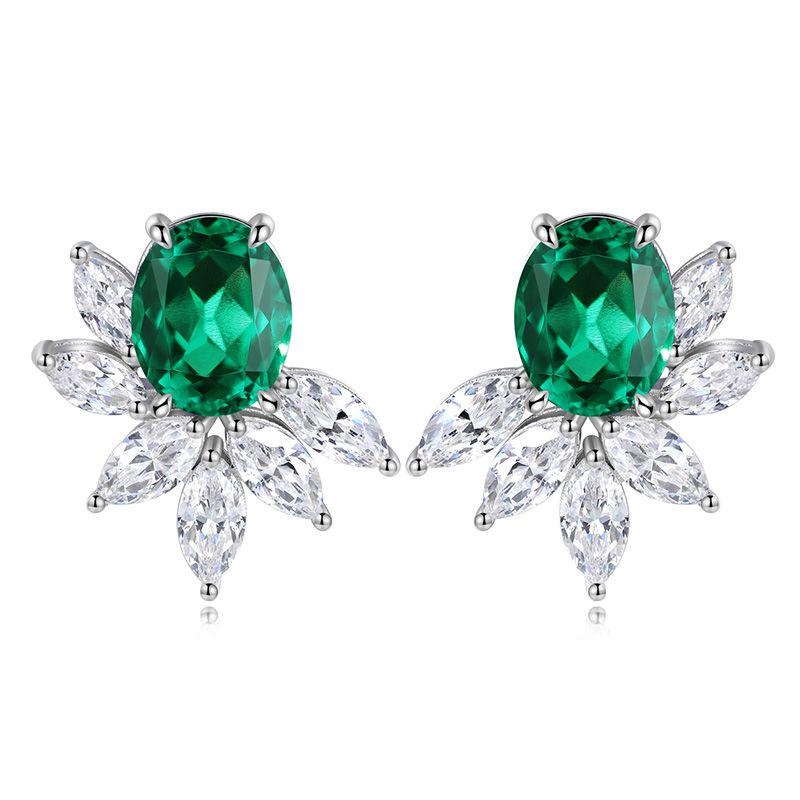 Ruif Jewelry Classic Design S925 Silver 4.72/7.546.83ct Lab Grown Emerald/ Ruby/Sapphire Earrings Royal Blue Sapphire Gemstone Jewelry