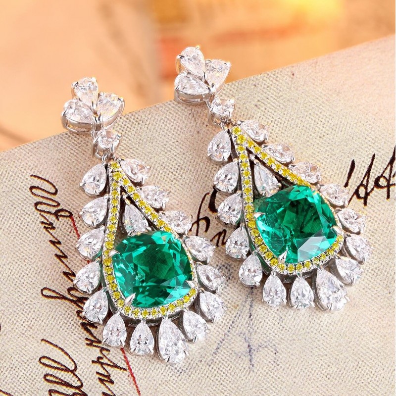 Ruif Jewelry Classic Design S925 Silver 4.22ct Lab Grown Emaerald Earrings Gemstone Jewelry