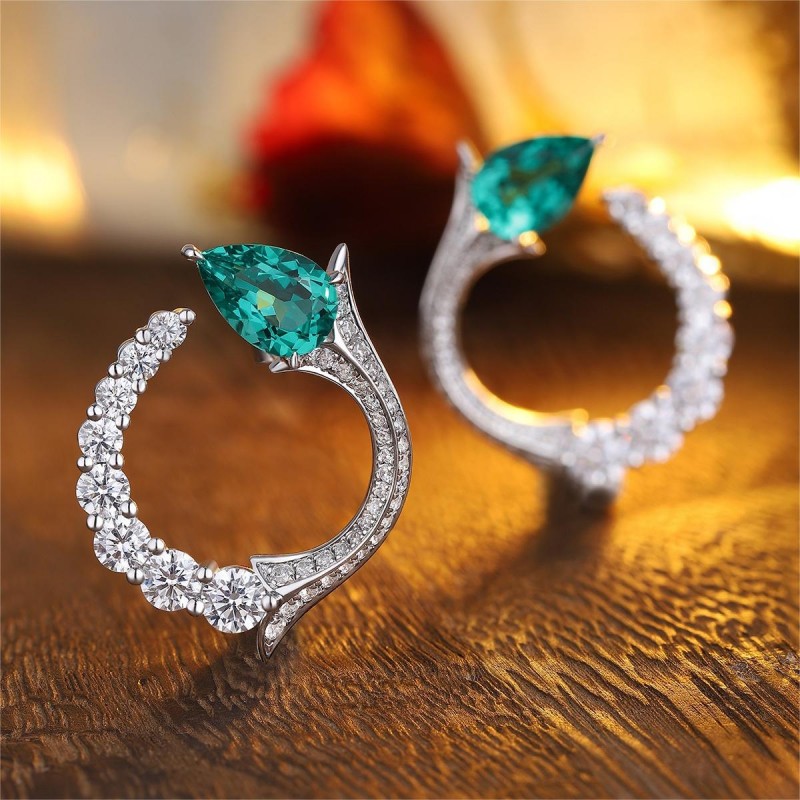 Ruif Jewelry Classic Design S925 Silver 3.32ct Lab Grown Emerald Earrings Gemstone Jewelry