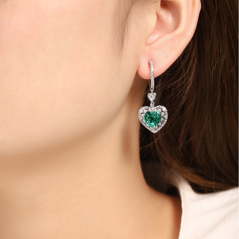 Ruif Jewelry Classic Design S925 Silver 4.9ct Lab Grown Emerald Earrings Red Ruby Royal Blue Sapphire Gemstone Jewelry