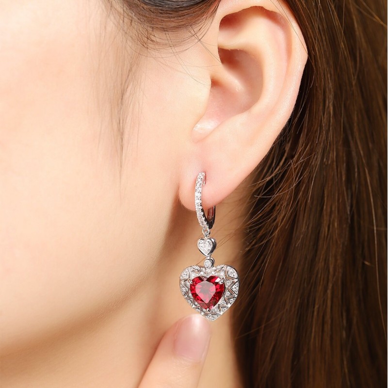 Ruif Jewelry Classic Design S925 Silver 4.9ct Lab Grown Emerald Earrings Red Ruby Royal Blue Sapphire Gemstone Jewelry