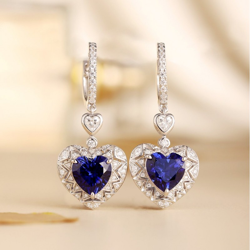 Ruif Jewelry Classic Design S925 Silver 4.9ct Lab Grown Emerald Earrings Red Ruby Royal Blue Sapphire Gemstone Jewelry