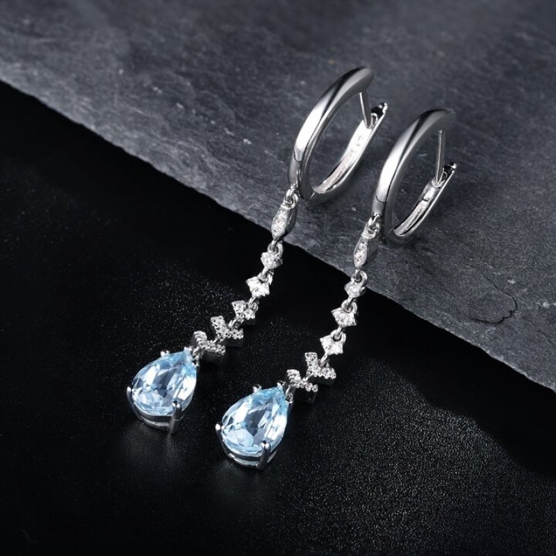 Ruif Jewelry Classic Design S925 Silver 3.07ct aquamarine Earrings Women Jewelry Ladies Party Gift