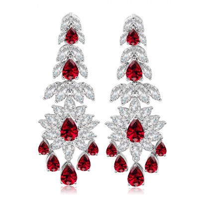 Ruif Jewelry Classic Design S925 Silver 6.315ct Lab Grown Ruby  Earrings Gemstone Jewelry