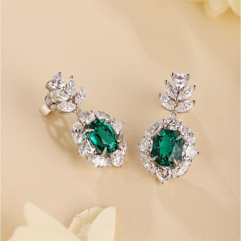 Ruif Jewelry Classic Design S925 Silver 3.59ct Lab Grown Emerald Earrings lab Ruby Royal Blue Sapphire Gemstone Jewelry