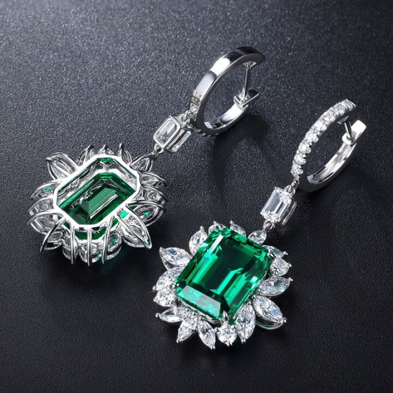 Ruif Jewelry Classic Design S925 Silver 4.79ct  Lab Grown Emerald Earrings Gemstone Jewelry