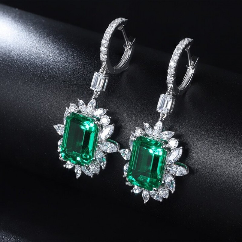 Ruif Jewelry Classic Design S925 Silver 4.79ct  Lab Grown Emerald Earrings Gemstone Jewelry