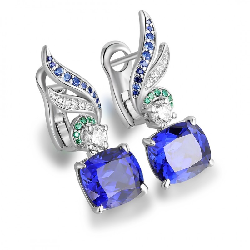 Ruif Jewelry Classic Design S925 Silver 4.55ct Lab Grown Emerald/Red Ruby/Royal Blue Sapphire Earrings  Gemstone Jewelry