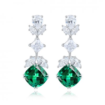 Ruif Jewelry Classic Design S925 Silver 6.3ct Lab Grown Emerald/Ruby/Sapphire/Cobaltite Spinel Earrings Gemstone Jewelry